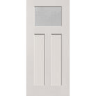 Micro-Granite flush glazed fiberglass entry door, Craftsman 2 panel, 36" x 80", white satin smooth finish