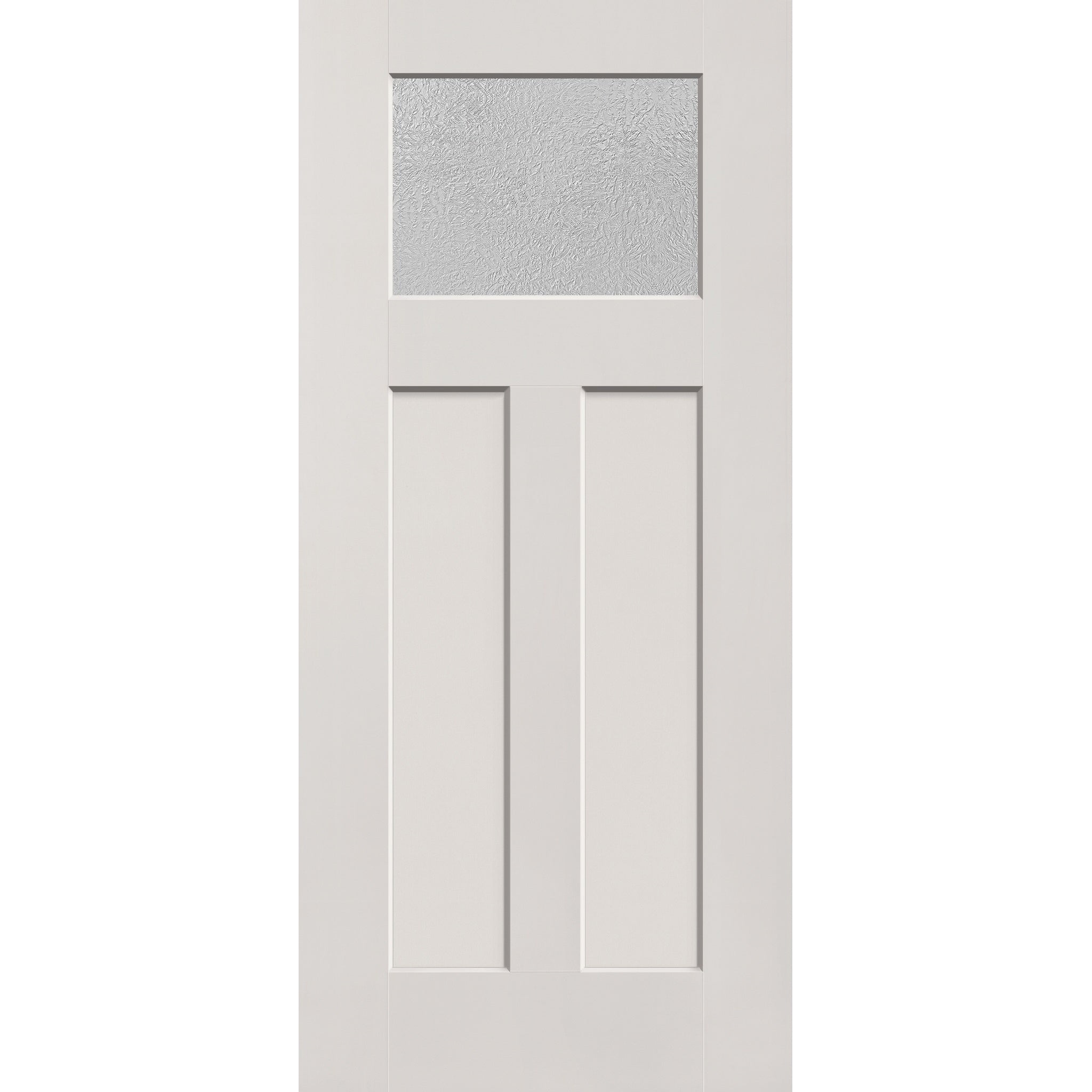 Micro-Granite flush glazed fiberglass entry door, Craftsman 2 panel, 36" x 80", white satin smooth finish