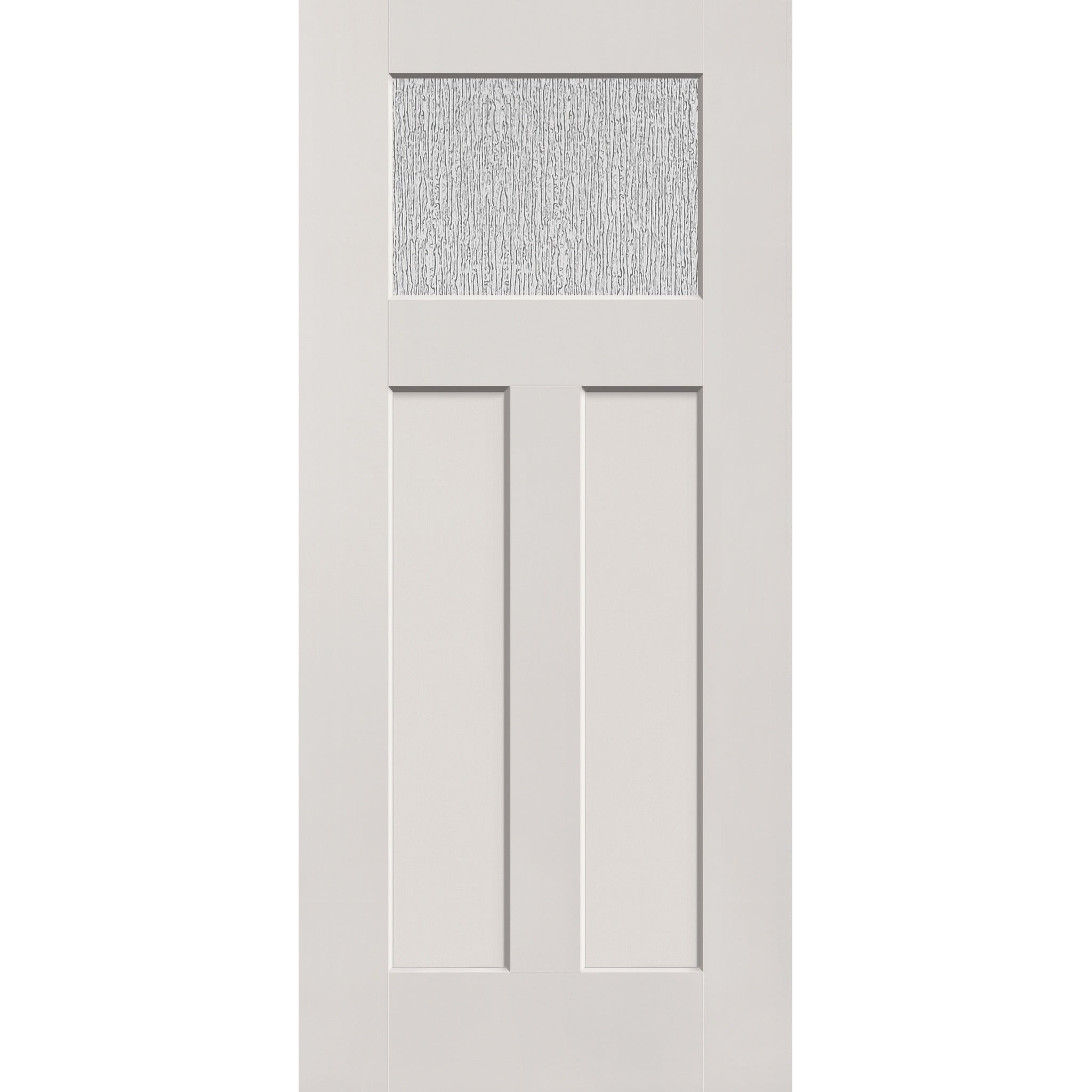 Rain flush glazed fiberglass entry door, Craftsman 2 panel, 36" x 80", white satin smooth finish