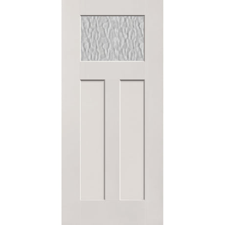 Vapor flush glazed fiberglass entry door, Craftsman 2 panel, 36" x 80", white satin smooth finish