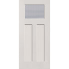 Wide Reed flush glazed fiberglass entry door, Craftsman 2 panel, 36" x 80", white satin smooth finish