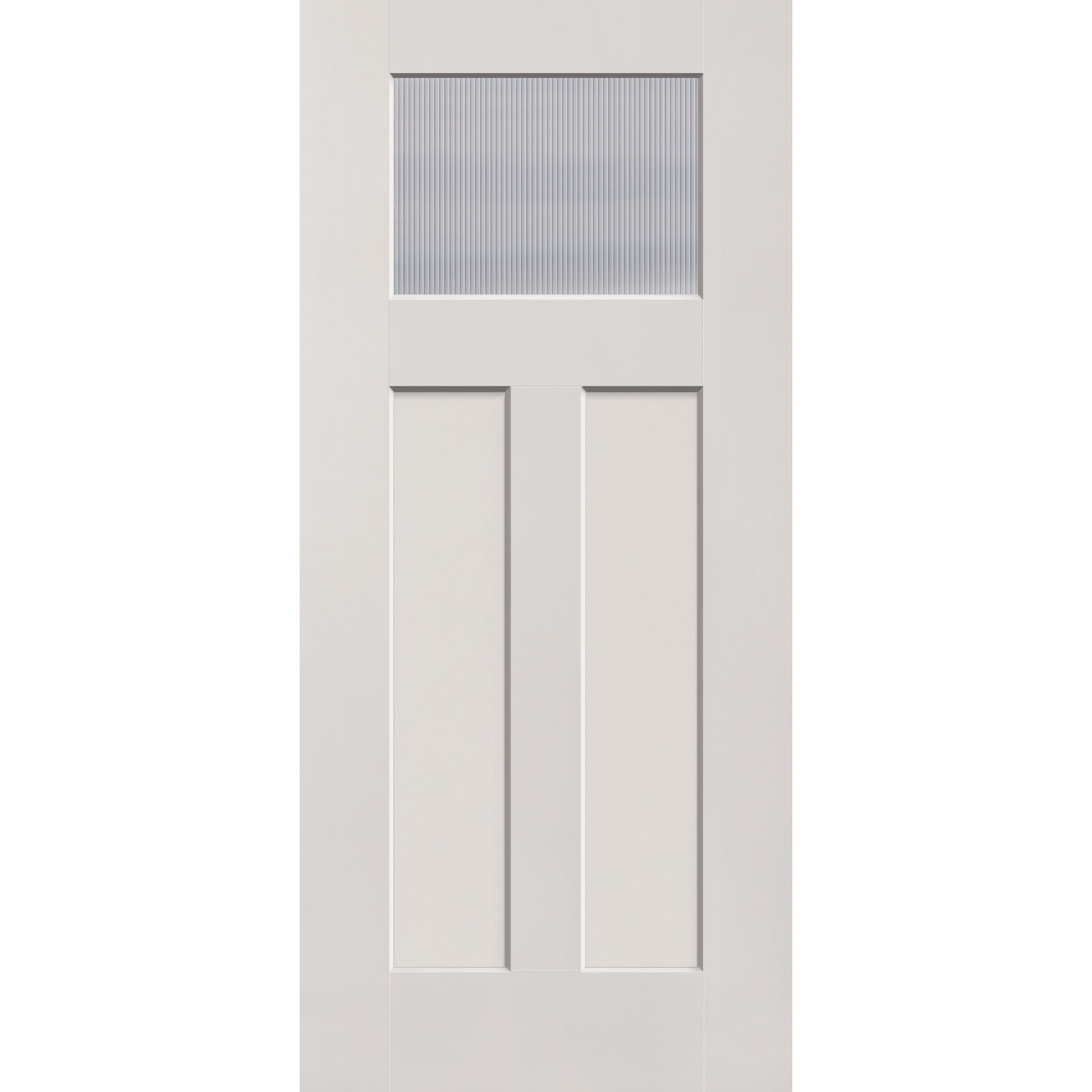 Wide Reed flush glazed fiberglass entry door, Craftsman 2 panel, 36" x 80", white satin smooth finish