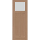 Frost flush glazed hurricane-rated fiberglass entry door, Craftsman 2 panel, 36" x 96", tan woodgrain finish