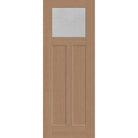 Micro-Granite flush glazed hurricane-rated fiberglass entry door, Craftsman 2 panel, 36" x 96", tan woodgrain finish