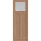 Rain flush glazed fiberglass entry door, Craftsman 2 panel, 36" x 96", tan woodgrain finish