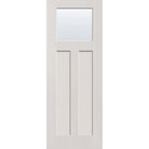 Clear flush glazed hurricane-rated fiberglass entry door, Craftsman 2 panel, 36" x 96", white satin smooth finish