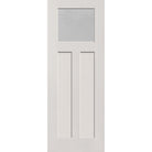 Micro-Granite flush glazed hurricane-rated fiberglass entry door, Craftsman 2 panel, 36" x 96", white satin smooth finish
