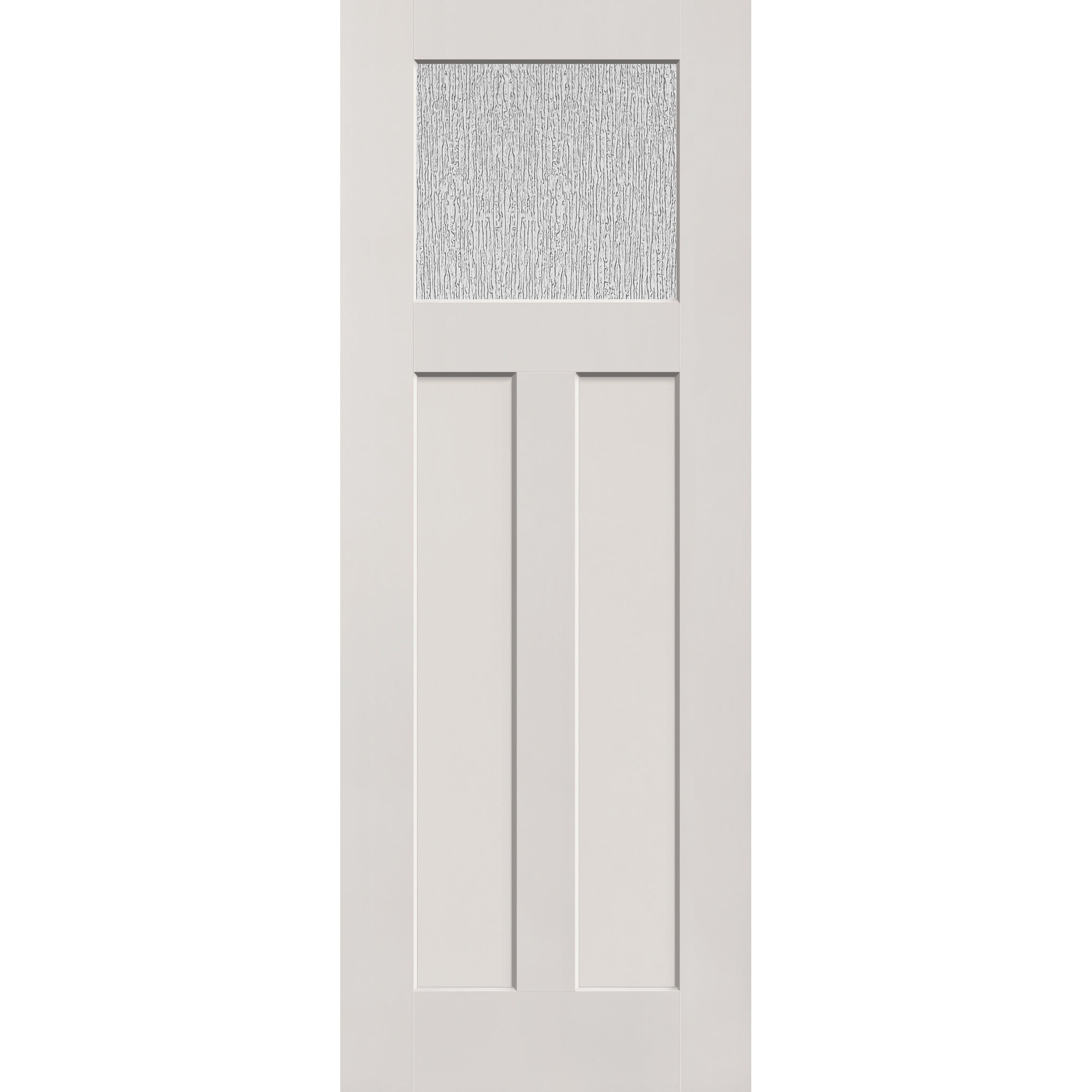 Rain flush glazed hurricane-rated fiberglass entry door, Craftsman 2 panel, 36" x 96", white satin smooth finish
