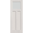 Frost flush glazed fiberglass entry door, Craftsman 2 panel, 36" x 96", white satin smooth finish
