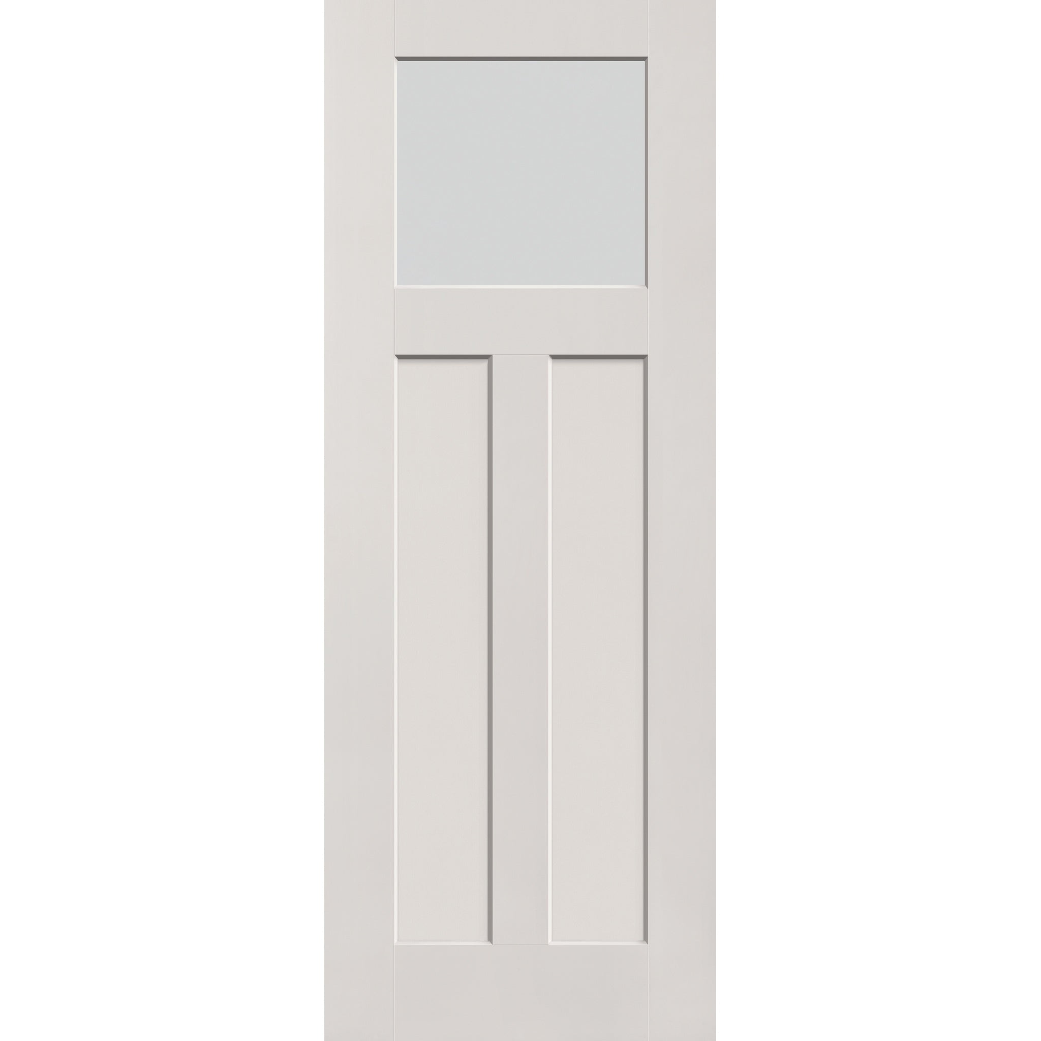 Frost flush glazed fiberglass entry door, Craftsman 2 panel, 36" x 96", white satin smooth finish