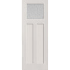 Rain flush glazed fiberglass entry door, Craftsman 2 panel, 36" x 96", white satin smooth finish