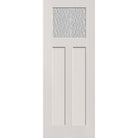 Vapor flush glazed fiberglass entry door, Craftsman 2 panel, 36" x 96", white satin smooth finish