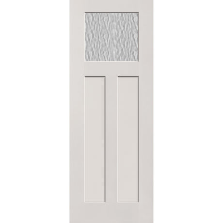 Vapor flush glazed fiberglass entry door, Craftsman 2 panel, 36" x 96", white satin smooth finish