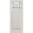Berkley flush glazed fiberglass entry door, Craftsman plank, 32" x 80", white satin smooth finish, Patina caming