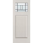 Berkley flush glazed fiberglass entry door, Craftsman plank, 32" x 80", white satin smooth finish, Patina caming