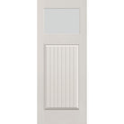 Frost flush glazed fiberglass entry door, Craftsman plank, 32" x 80", white satin smooth finish