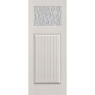 Vapor flush glazed fiberglass entry door, Craftsman plank, 32" x 80", white satin smooth finish