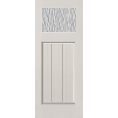 Vapor flush glazed fiberglass entry door, Craftsman plank, 32" x 80", white satin smooth finish