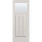Clear flush glazed hurricane-rated fiberglass entry door, Craftsman plank, 32" x 80", white satin smooth finish