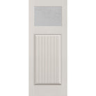 Micro-Granite flush glazed hurricane-rated fiberglass entry door, Craftsman plank, 32" x 80", white satin smooth finish