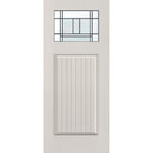Berkley flush glazed fiberglass entry door, Craftsman plank, 34" x 80", white satin smooth finish, Patina caming