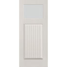 Frost flush glazed fiberglass entry door, Craftsman plank, 34" x 80", white satin smooth finish