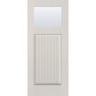 Clear flush glazed hurricane-rated fiberglass entry door, Craftsman plank, 34" x 80", white satin smooth finish