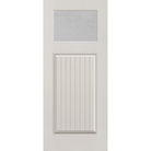 Micro-Granite flush glazed hurricane-rated fiberglass entry door, Craftsman plank, 34" x 80", white satin smooth finish