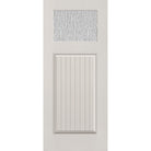 Rain flush glazed hurricane-rated fiberglass entry door, Craftsman plank, 34" x 80", white satin smooth finish