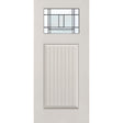 Berkley flush glazed fiberglass entry door, Craftsman plank, 36" x 80", white satin smooth finish, Patina caming