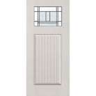 Berkley flush glazed fiberglass entry door, Craftsman plank, 36" x 80", white satin smooth finish, Patina caming