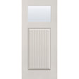 Clear flush glazed fiberglass entry door, Craftsman plank, 36" x 80", white satin smooth finish
