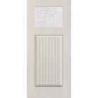 Double Waterglass flush glazed fiberglass entry door, Craftsman plank, 36" x 80", white satin smooth finish