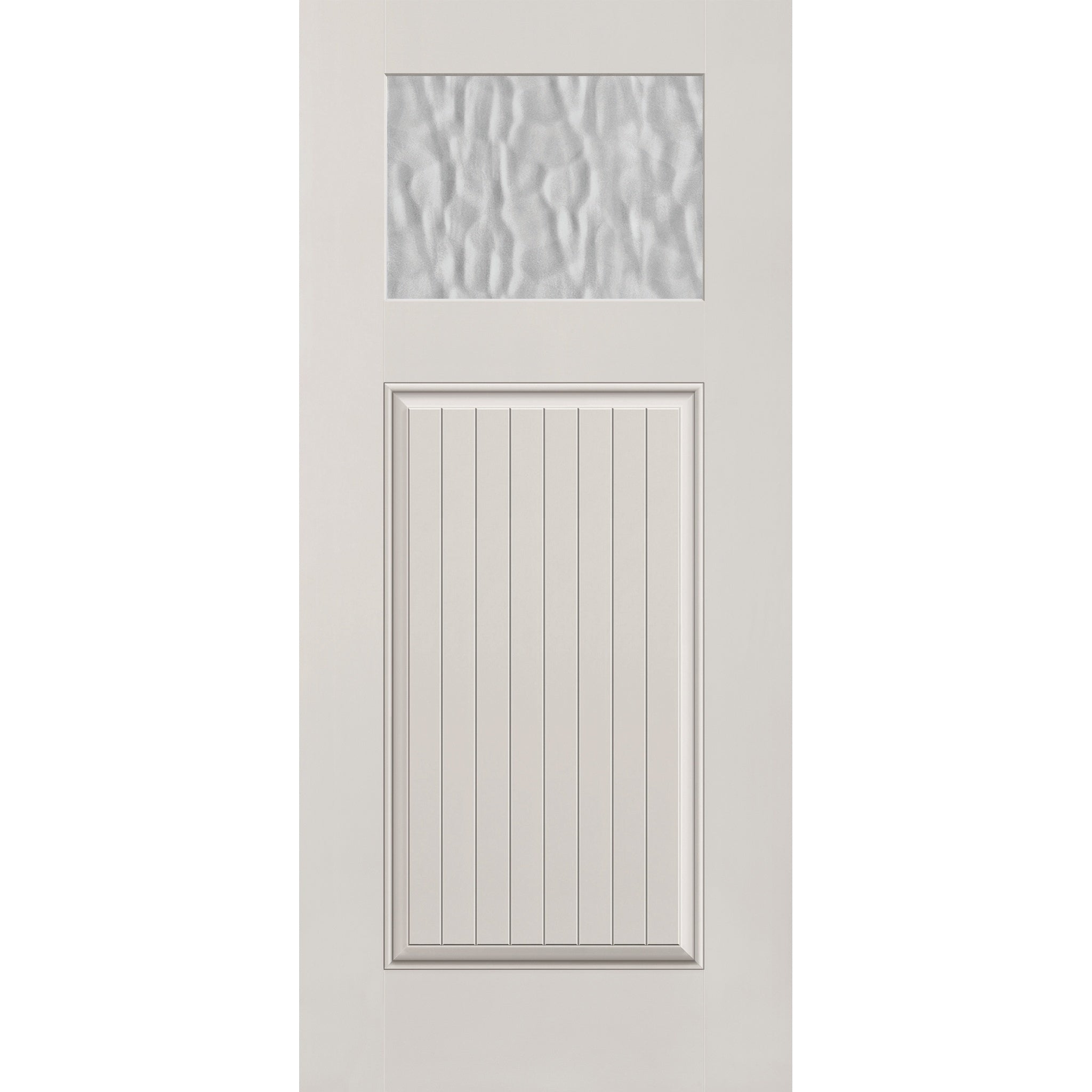 Vapor flush glazed fiberglass entry door, Craftsman plank, 36" x 80", white satin smooth finish
