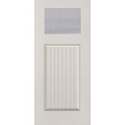 Wide Reed flush glazed fiberglass entry door, Craftsman plank, 36" x 80", white satin smooth finish