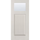 Clear flush glazed hurricane-rated fiberglass entry door, Craftsman plank, 36" x 80", white satin smooth finish