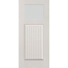 Frost flush glazed hurricane-rated fiberglass entry door, Craftsman plank, 36" x 80", white satin smooth finish