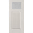 Micro-Granite flush glazed hurricane-rated fiberglass entry door, Craftsman plank, 36" x 80", white satin smooth finish