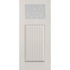 Rain flush glazed hurricane-rated fiberglass entry door, Craftsman plank, 36" x 80", white satin smooth finish