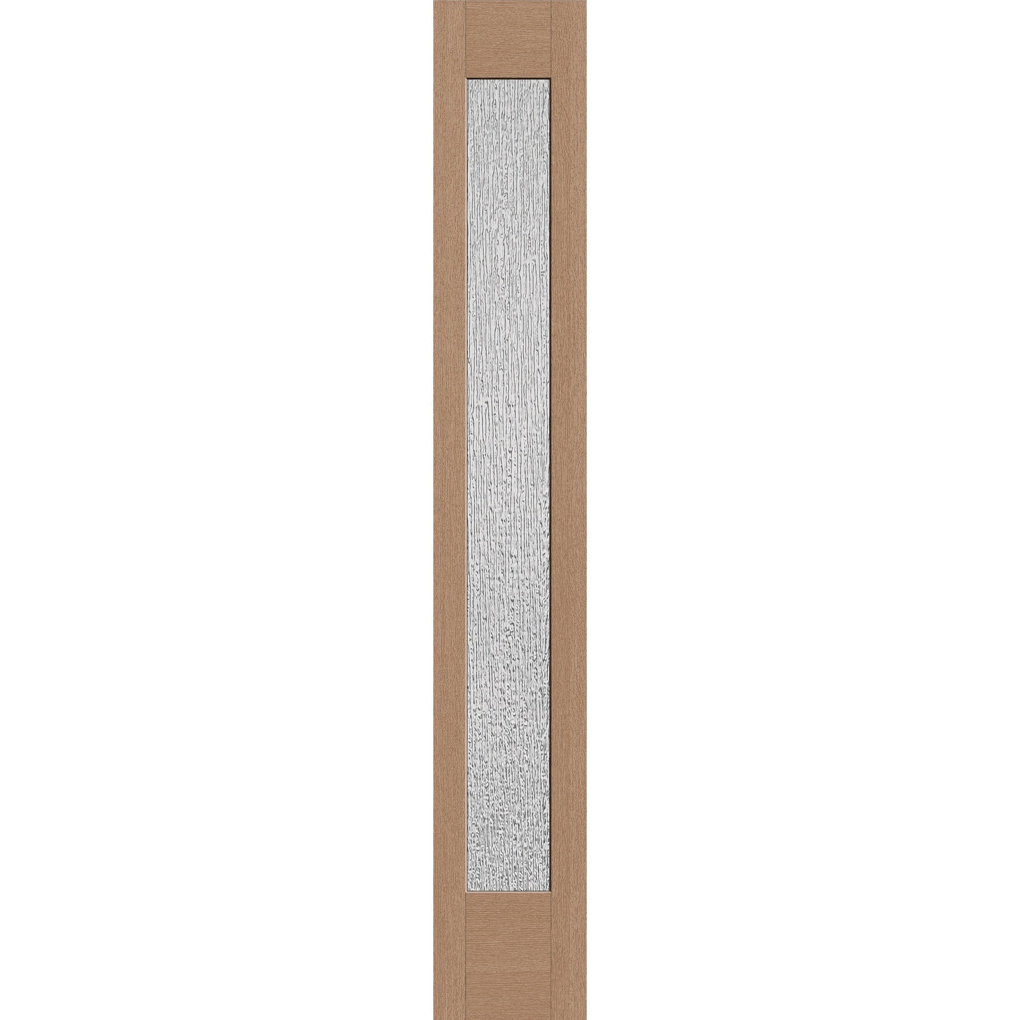 Rain flush glazed hurricane-rated fiberglass sidelite panel, full lite, 12" x 80", tan woodgrain finish