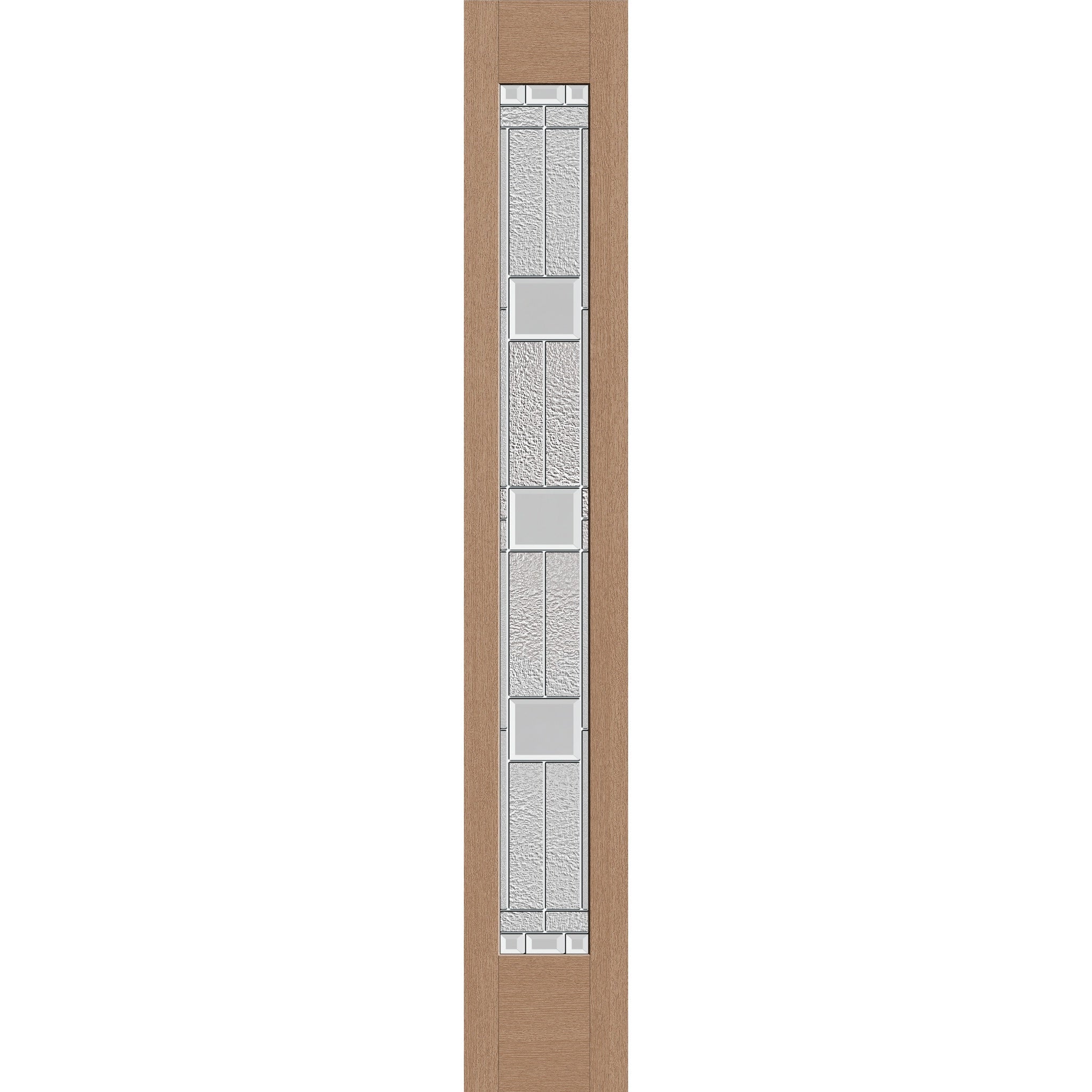 Austin flush glazed fiberglass sidelite panel, full lite, 12" x 80", tan woodgrain finish, Satin Nickel caming