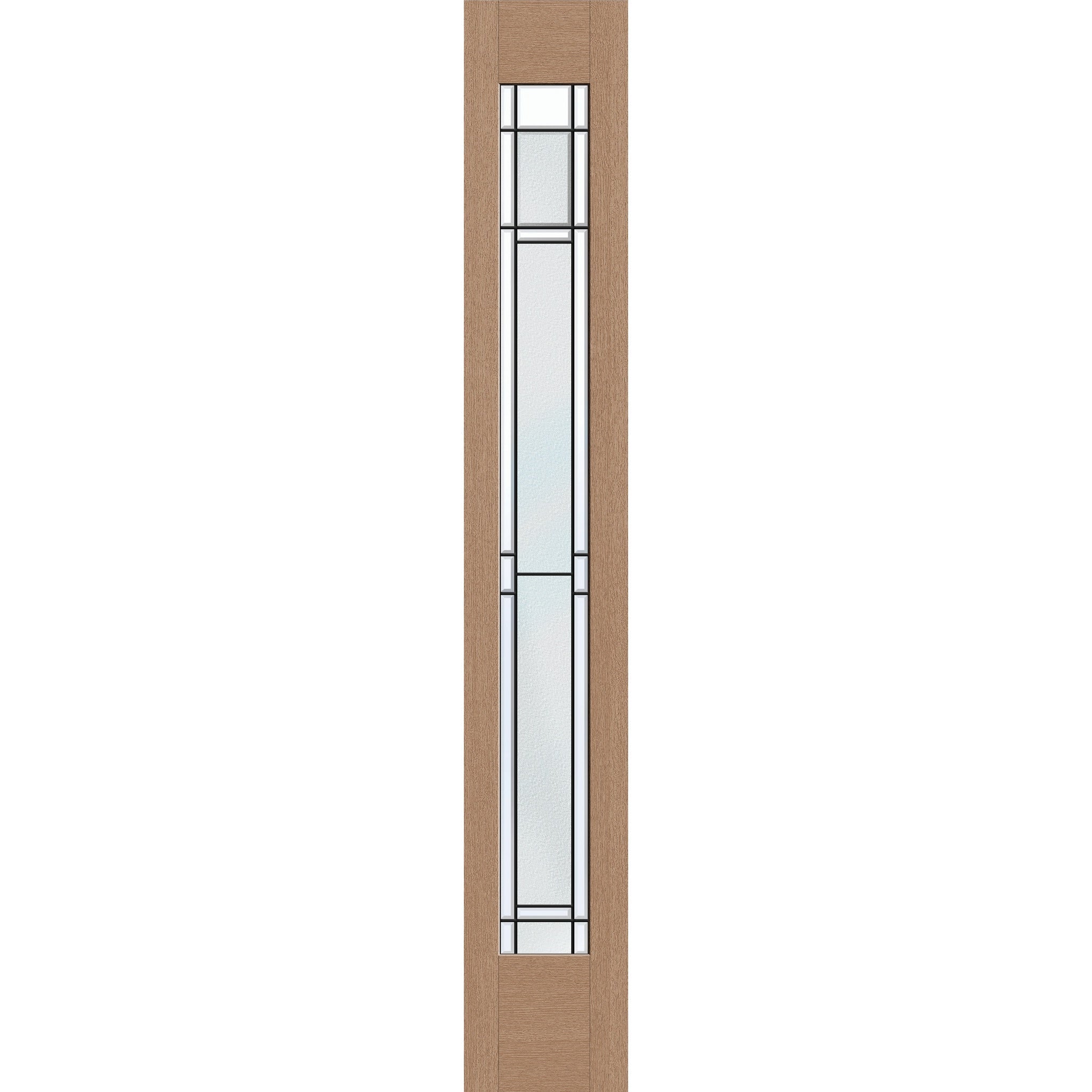 Berkley flush glazed fiberglass sidelite panel, full lite, 12" x 80", tan woodgrain finish, Patina caming