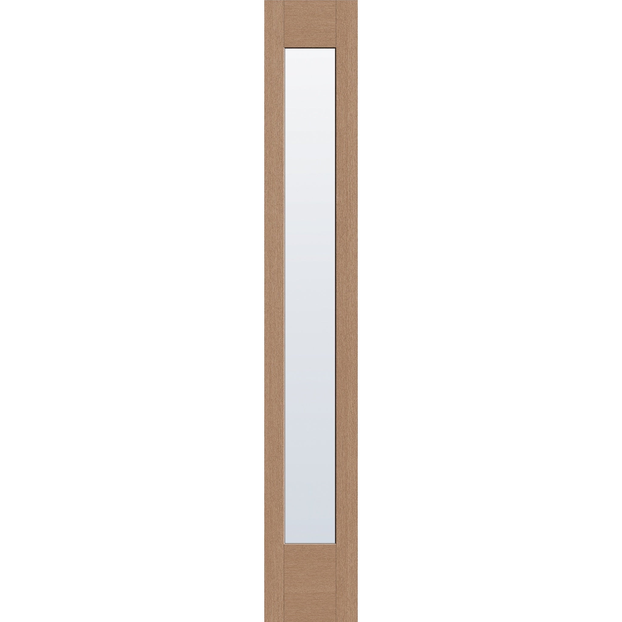 Clear flush glazed fiberglass sidelite panel, full lite, 12" x 80", tan woodgrain finish