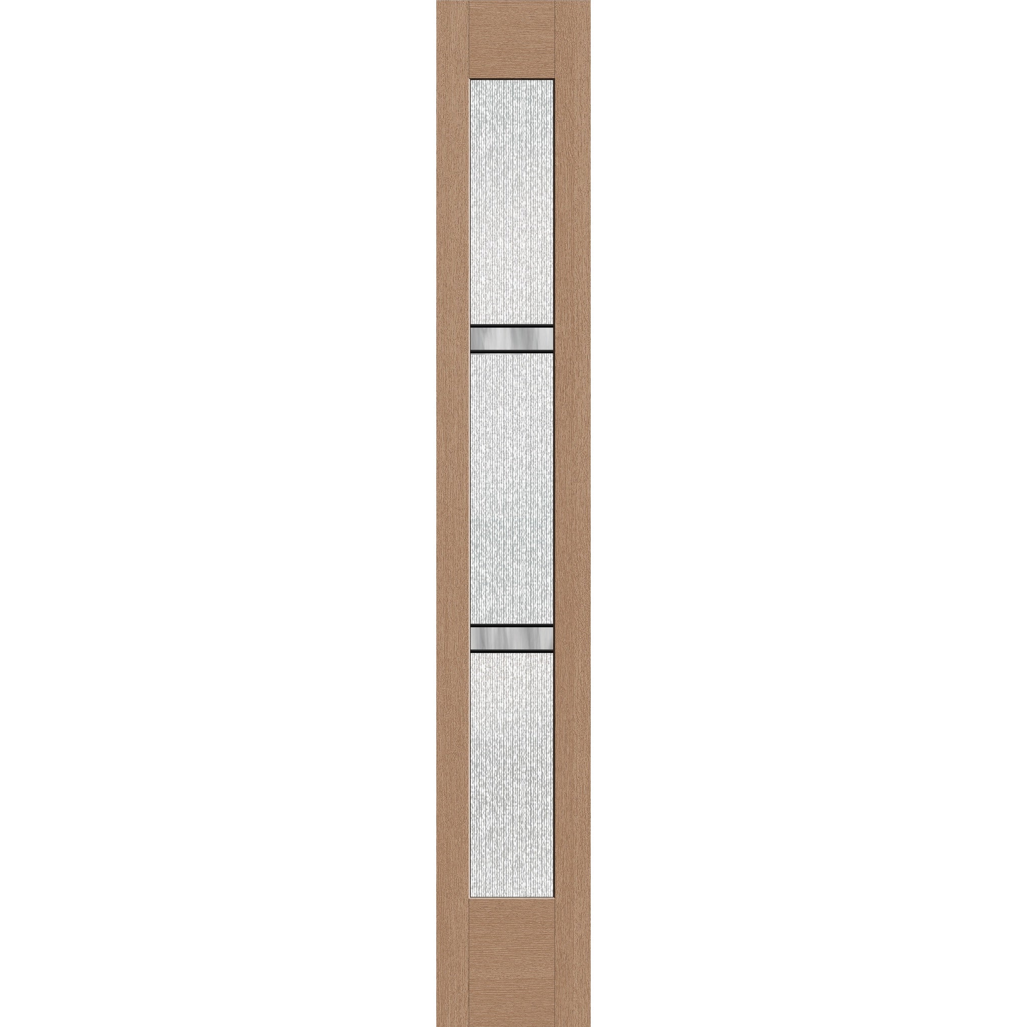 Dexter flush glazed fiberglass sidelite panel, full lite, 12" x 80", tan woodgrain finish, Black Aluminum caming