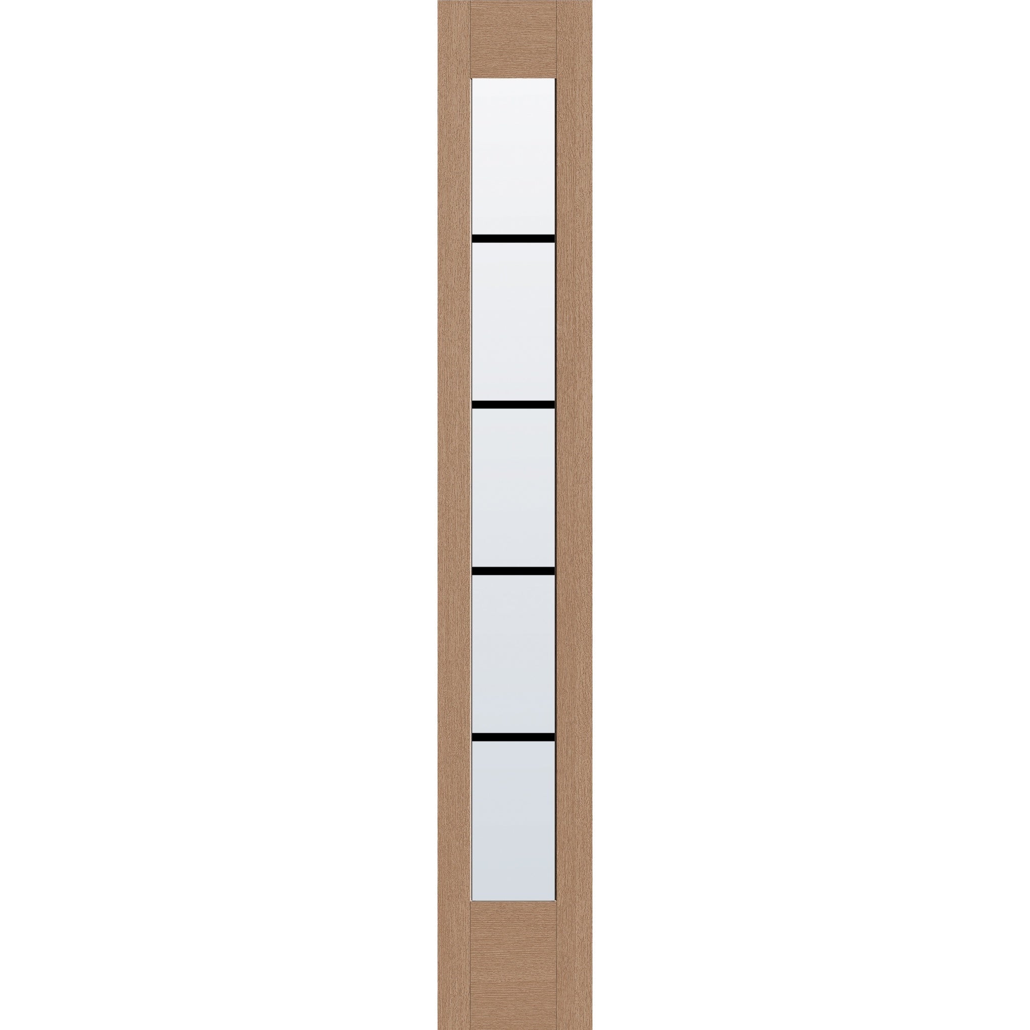 5 light grille flush glazed fiberglass sidelite panel, full lite, 12" x 80", tan woodgrain finish, black grilles between glass