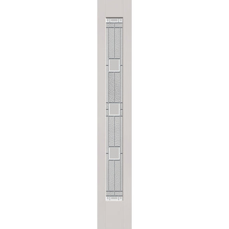 Austin flush glazed hurricane-rated fiberglass sidelite panel, full lite, 12" x 80", white satin smooth finish, Satin Nickel caming