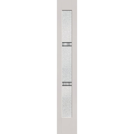 Dexter flush glazed hurricane-rated fiberglass sidelite panel, full lite, 12" x 80", white satin smooth finish, Black Aluminum caming