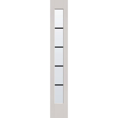 5 light grille flush glazed fiberglass sidelite panel, full lite, 12" x 80", white satin smooth finish, black grilles between glass