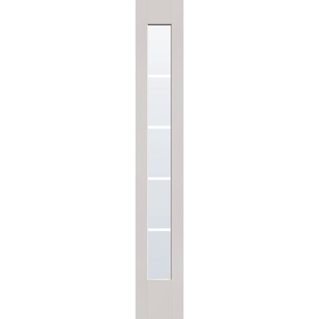 5 light grille flush glazed fiberglass sidelite panel, full lite, 12" x 80", white satin smooth finish, white grilles between glass