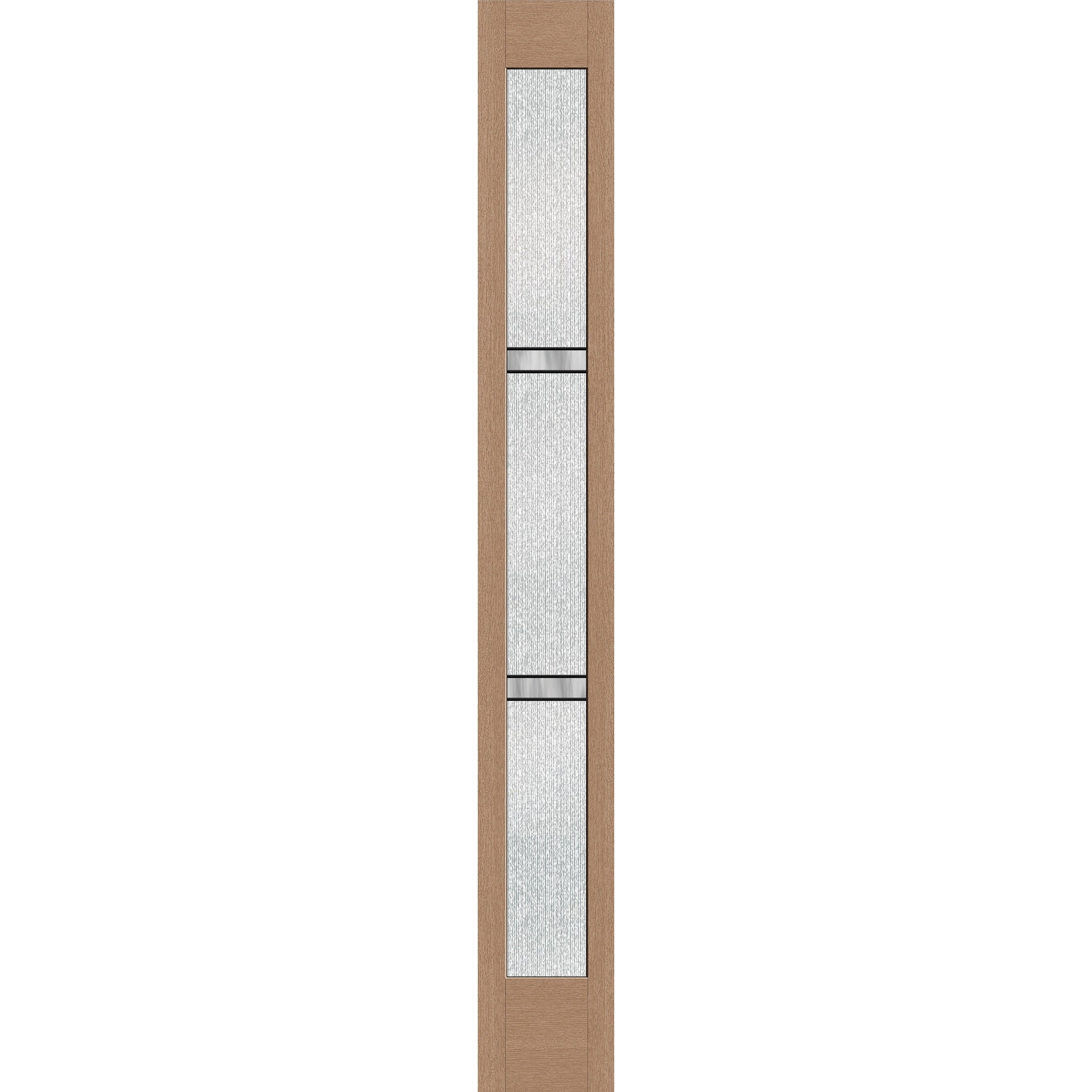 Dexter flush glazed hurricane-rated fiberglass sidelite panel, full lite, 12" x 96", tan woodgrain finish, Black Aluminum caming